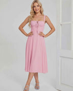 Serelune Midi Dress by Lauven — lightweight sleeveless square neck A-line midi dress