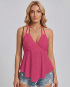 Solvane Top by Lauven — women’s eyelet halter top with flowy fit