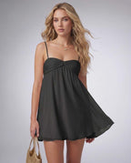 Serene Mini Dress by Lauven — polyester sleeveless sweetheart slip mini dress