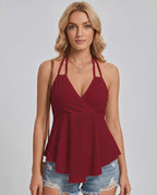 Solvane Top by Lauven — women’s eyelet halter top with flowy fit