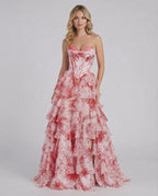 Elegant Rosalia Maxi Dress by Lauven featuring a romantic pink floral print and tiered chiffon design.