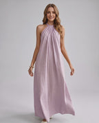Lunara Maxi Dress by Lauven — cotton blend sleeveless halter neck loose fit maxi dress