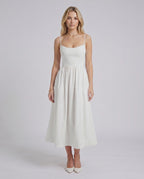 Solenne Midi Dress by Lauven — cotton blend sleeveless U-neck A-line midi dress