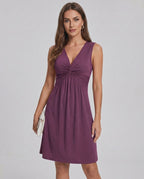 Aster Midi Dress by Lauven — soft knit sleeveless V-neck A-line midi dress