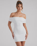 Solara Mini Dress by Lauven — stretch sleeveless off-shoulder bodycon mini dress