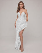 Celestia Maxi Dress by Lauven — sequin strapless sweetheart bodycon maxi dress