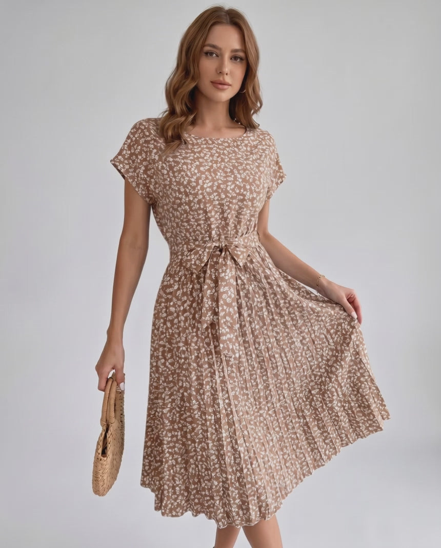 Liora Midi Dress by Lauven — polyester short sleeve round neck A-line midi dress