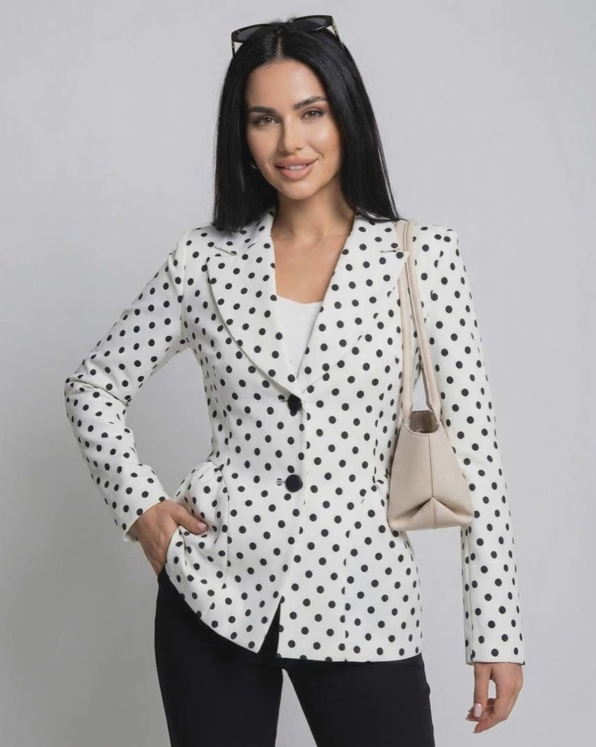 Verona Jacket by Lauven, a slim fit polka dot jacket for workwear and business elegance.