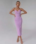 Serelle Midi Dress by Lauven — smooth stretch strapless sweetheart neck fitted midi dress