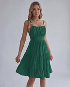 Lunara Midi Dress by Lauven — chiffon sleeveless square neck A-line midi dress