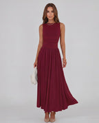 Aurelia Maxi Dress by Lauven — polyester sleeveless round neck A-line maxi dress