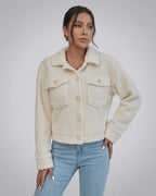 Aspen Jacket by Lauven – Women's Faux Fur Jacket with Lapel Collar and Button Closure