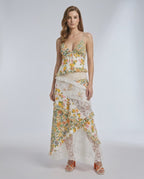 Elara Maxi Dress - Floral Lace Ruffle V-Neck Dress by Lauven, featuring delicate patterns and airy feel.