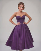 Veloura Midi Dress by Lauven — satin strapless sweetheart A-line midi dress