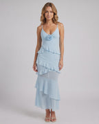 Rosavelle Maxi Dress by Lauven — chiffon blend sleeveless V-neck mermaid maxi dress