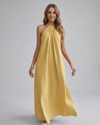Lunara Maxi Dress by Lauven — cotton blend sleeveless halter neck loose fit maxi dress