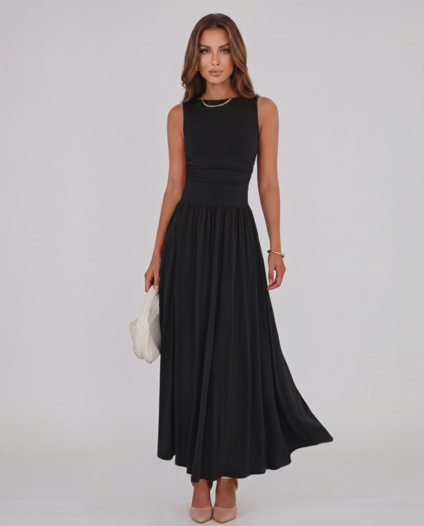 Aurelia Maxi Dress by Lauven — polyester sleeveless round neck A-line maxi dress
