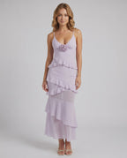 Rosavelle Maxi Dress by Lauven — chiffon blend sleeveless V-neck mermaid maxi dress