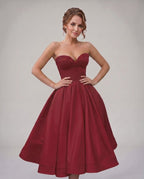 Veloura Midi Dress by Lauven — satin strapless sweetheart A-line midi dress