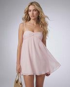 Serene Mini Dress by Lauven — polyester sleeveless sweetheart slip mini dress