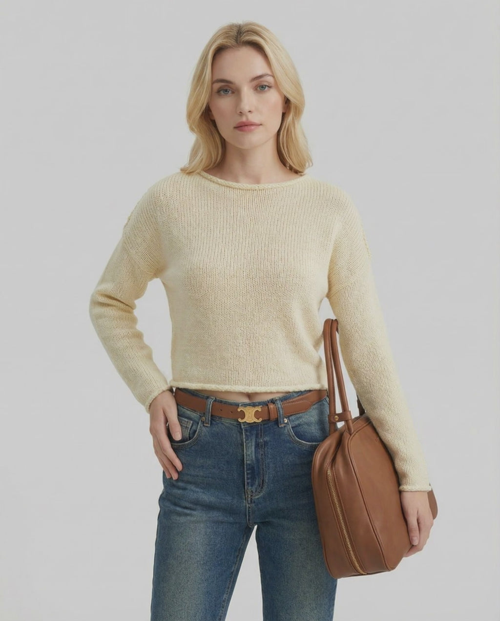 Siena Sweater by Lauven - Women's cream sweater with lightweight knit texture, perfect for everyday style.