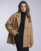 Monaco Jacket by Lauven – Women's camel jacket with oversized tailored silhouette for a polished finish.