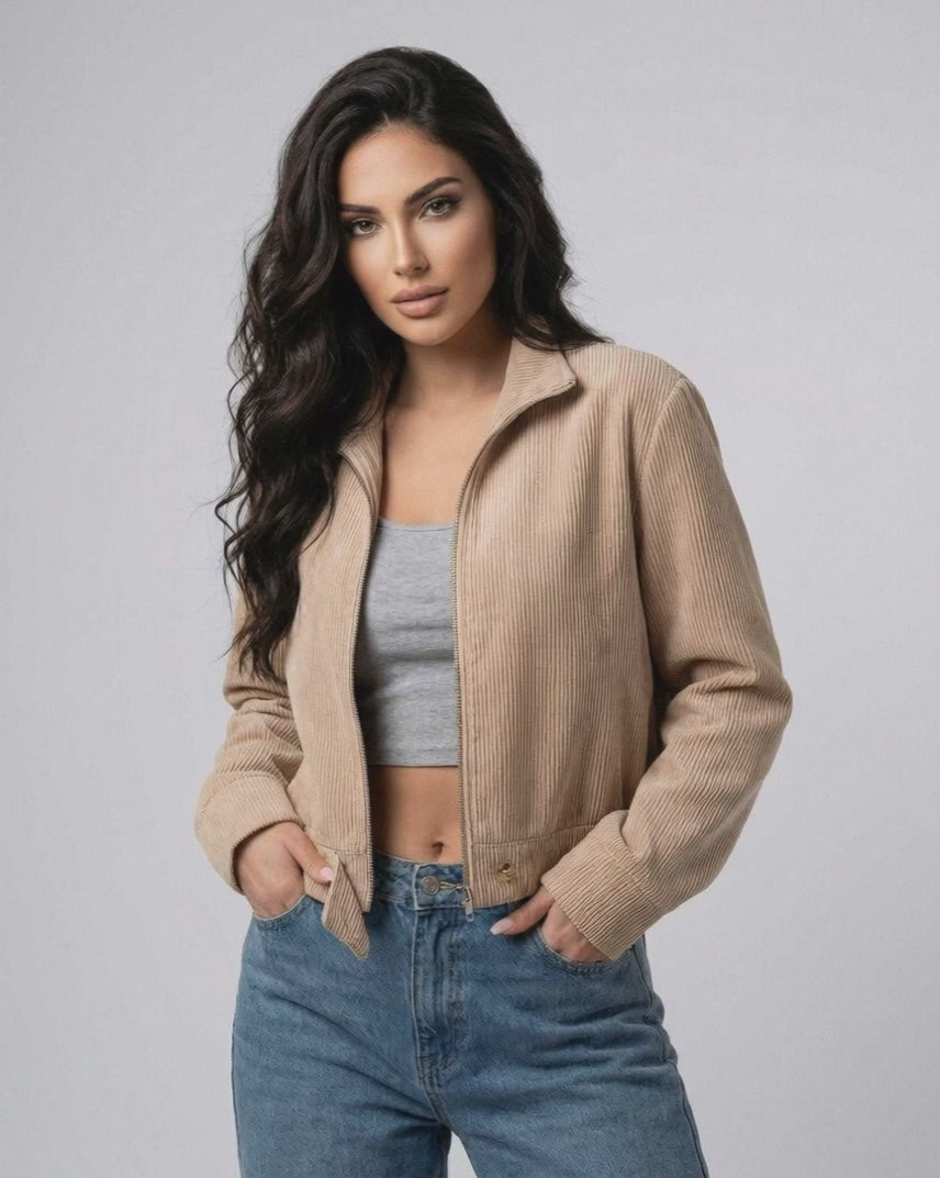 Sienna Slim Jacket by Lauven – Women’s fitted zip-up jacket for casual and everyday style.