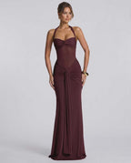Solvane Maxi Dress by Lauven — stretch mesh sleeveless halter neck slim fit maxi dress