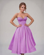 Veloura Midi Dress by Lauven — satin strapless sweetheart A-line midi dress