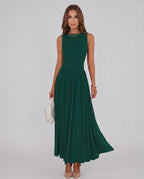 Aurelia Maxi Dress by Lauven — polyester sleeveless round neck A-line maxi dress
