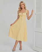 Serelune Midi Dress by Lauven — lightweight sleeveless square neck A-line midi dress