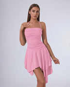 Aurelia Mini Dress by Lauven — stretch sleeveless halter straight neck fit and flare mini dress