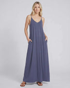 Solenne Maxi Dress by Lauven — soft stretch sleeveless V-neck relaxed A-line maxi dress