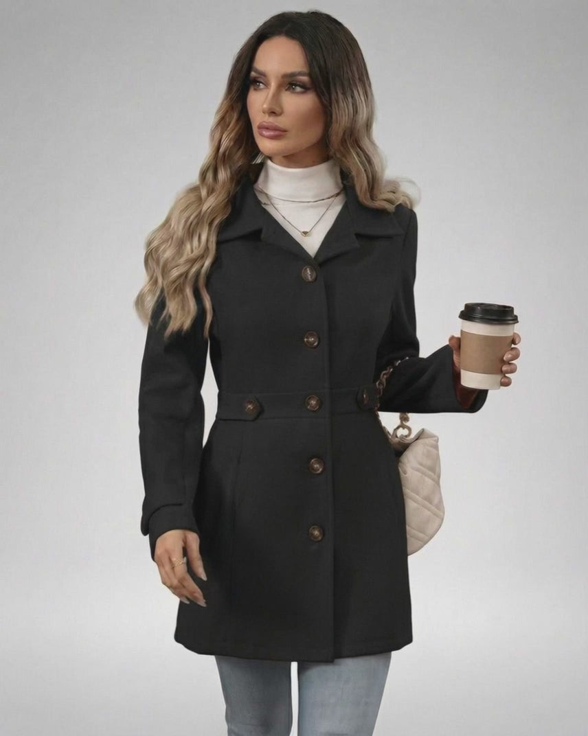 Noir Sculpt Jacket by Lauven, women's black slim fit jacket featuring a tailored design and elegant style.