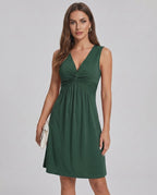 Aster Midi Dress by Lauven — soft knit sleeveless V-neck A-line midi dress