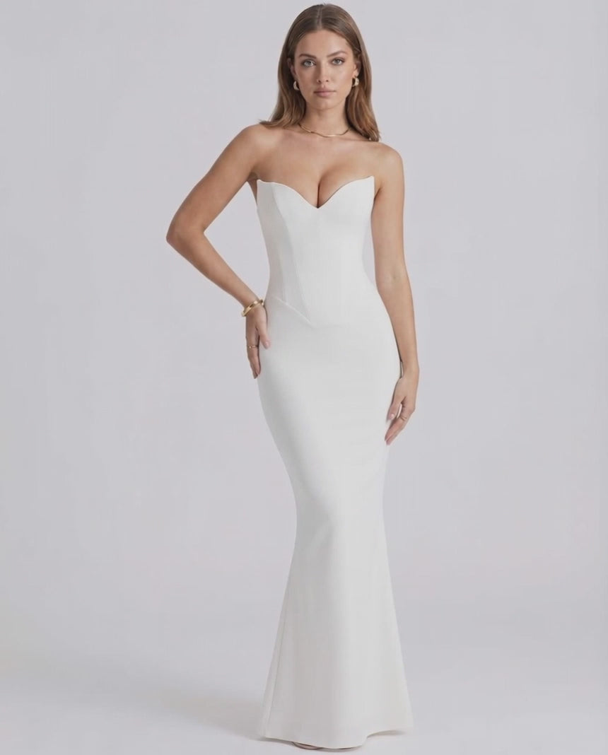Monaco Maxi Dress featuring a sweetheart neckline, mermaid silhouette, and elegant design by Lauven.