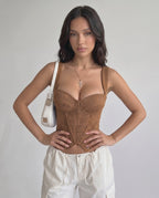 Veloura Corset Top by Lauven — women’s velvet corset top with sweetheart neckline