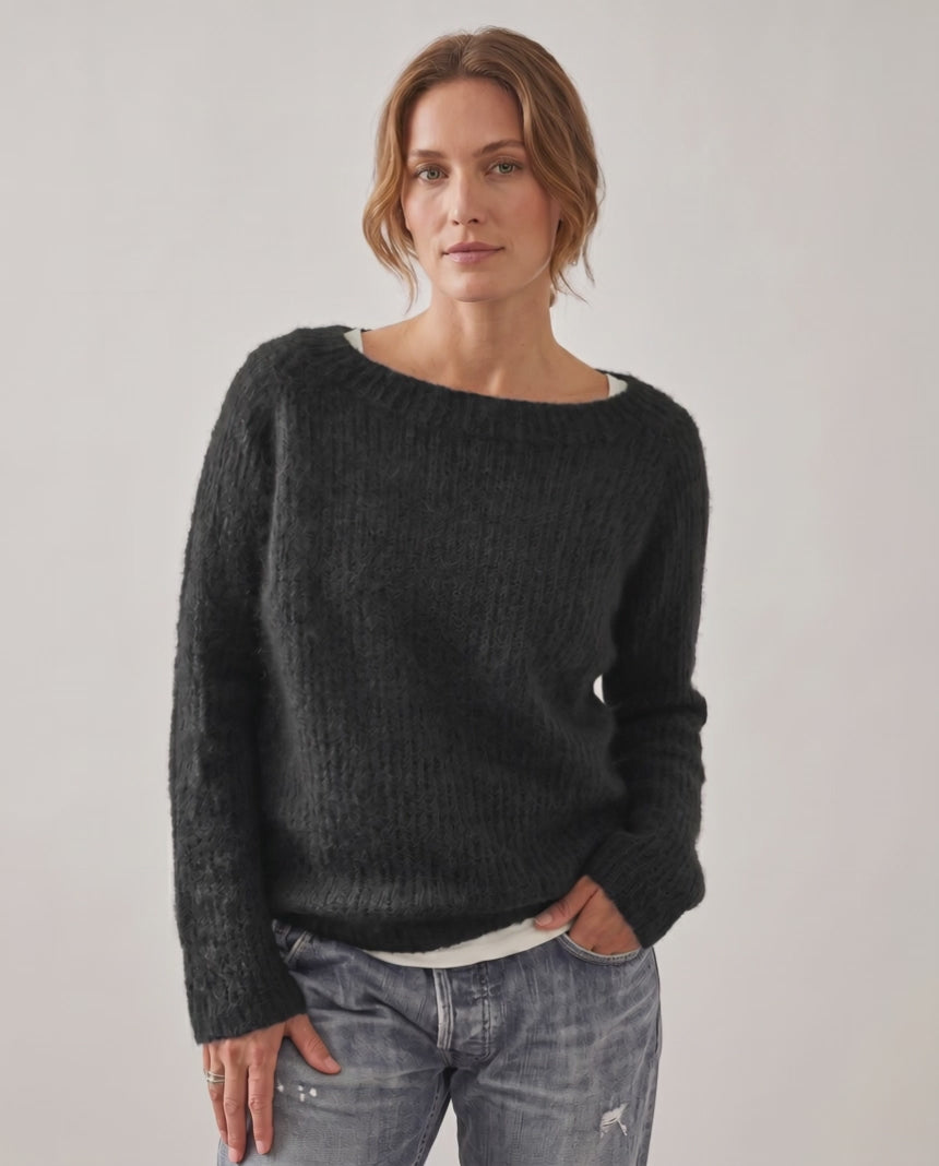Veloura Sweater by Lauven — women’s relaxed knit sweater with soft brushed texture