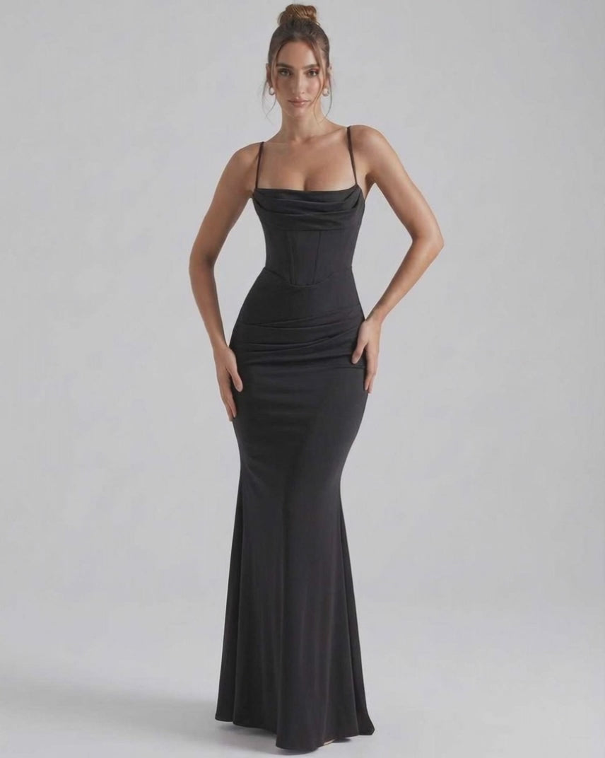 Orion Maxi Dress — Elegant sheath silhouette with sleek spaghetti straps from Lauven, designed for a flattering fit.