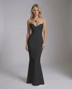 Celeste Maxi Dress by Lauven, elegant black strapless gown with a flattering fit for a modern look.