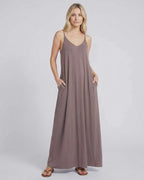 Solenne Maxi Dress by Lauven — soft stretch sleeveless V-neck relaxed A-line maxi dress
