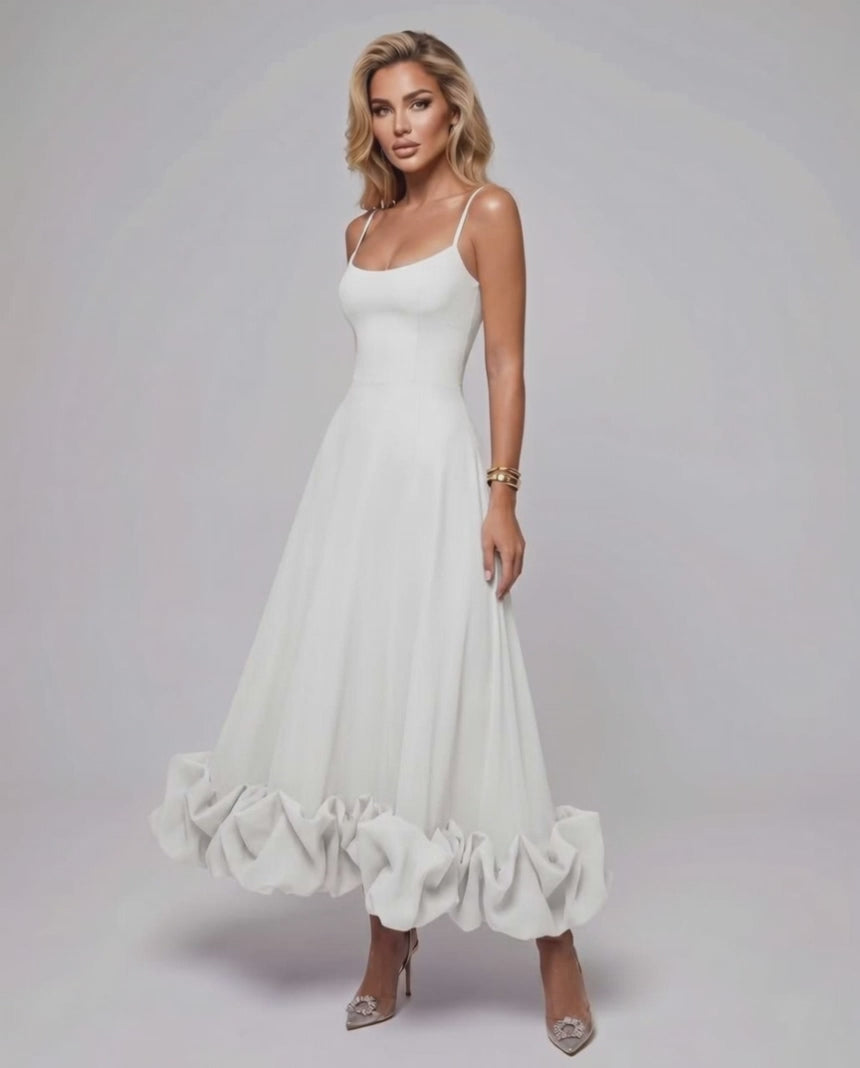 Aurelia Maxi Dress by Lauven — lightweight sleeveless scoop neck fit and flare maxi dress