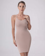 Elysia Mini Dress by Lauven, ribbed knit with side slit, sleeveless square neckline, form-fitting design.
