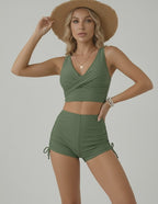 Oliva Two-Piece Swimsuit by Lauven, green two-piece set with comfortable polyester spandex blend, stylish and modern design.