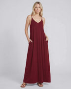 Solenne Maxi Dress by Lauven — soft stretch sleeveless V-neck relaxed A-line maxi dress