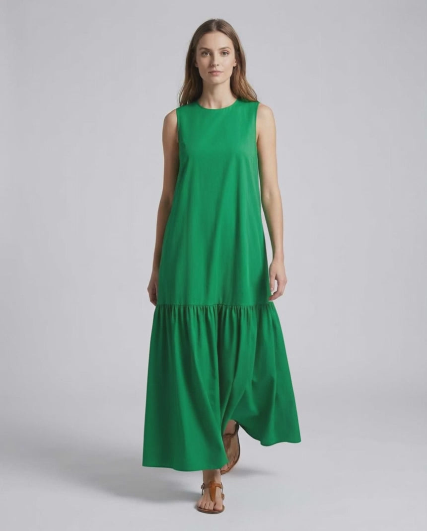 Verde Midi Dress by Lauven, sleeveless green design, relaxed silhouette for effortless summer style.