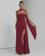 Seralune Maxi Dress by Lauven — stretch crepe sleeveless square neck fitted maxi dress