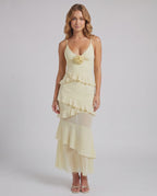 Rosavelle Maxi Dress by Lauven — chiffon blend sleeveless V-neck mermaid maxi dress