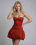 Scarlet Mini Dress by Lauven - Red Strapless Bodycon Mini Dress with Backless Detail.