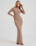 Selene Maxi Dress by Lauven - Sleek ankle-length pencil dress with backless detail and elegant fit.